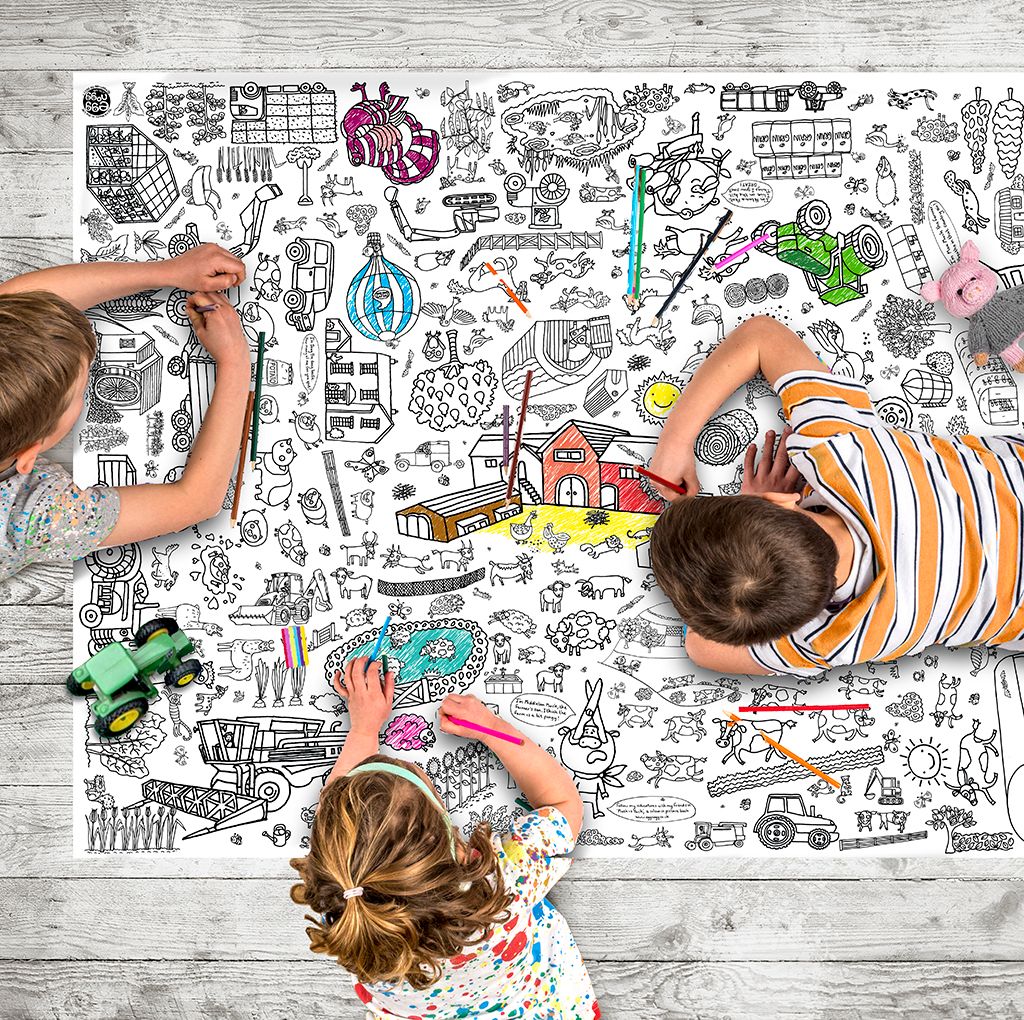 Colour-in Giant Poster Tablecloth - Farm